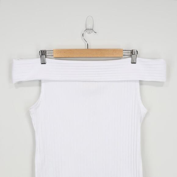 NWT Madewell Ribbed Off-The-Shoulder Top In Eyelet White Size Large - Picture 5 of 9